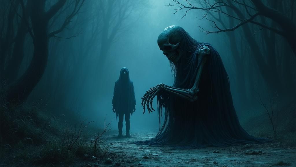 Ancient Skeleton's Heartbreak: Expressionist Digital Illustr...