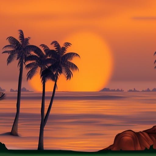 Bay Sunset: Detailed Matte Painting