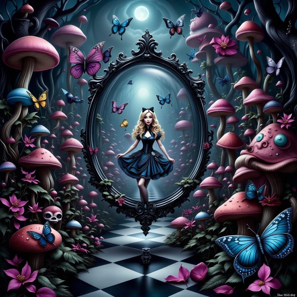 Dreamlike Alice in Wonderland, in Digital Art Style