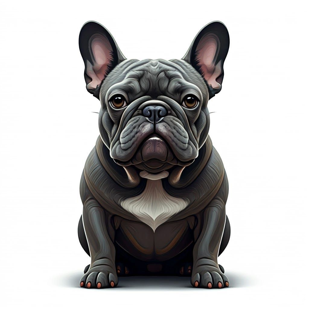 Gray French Bulldog Portrait in Futuristic Style