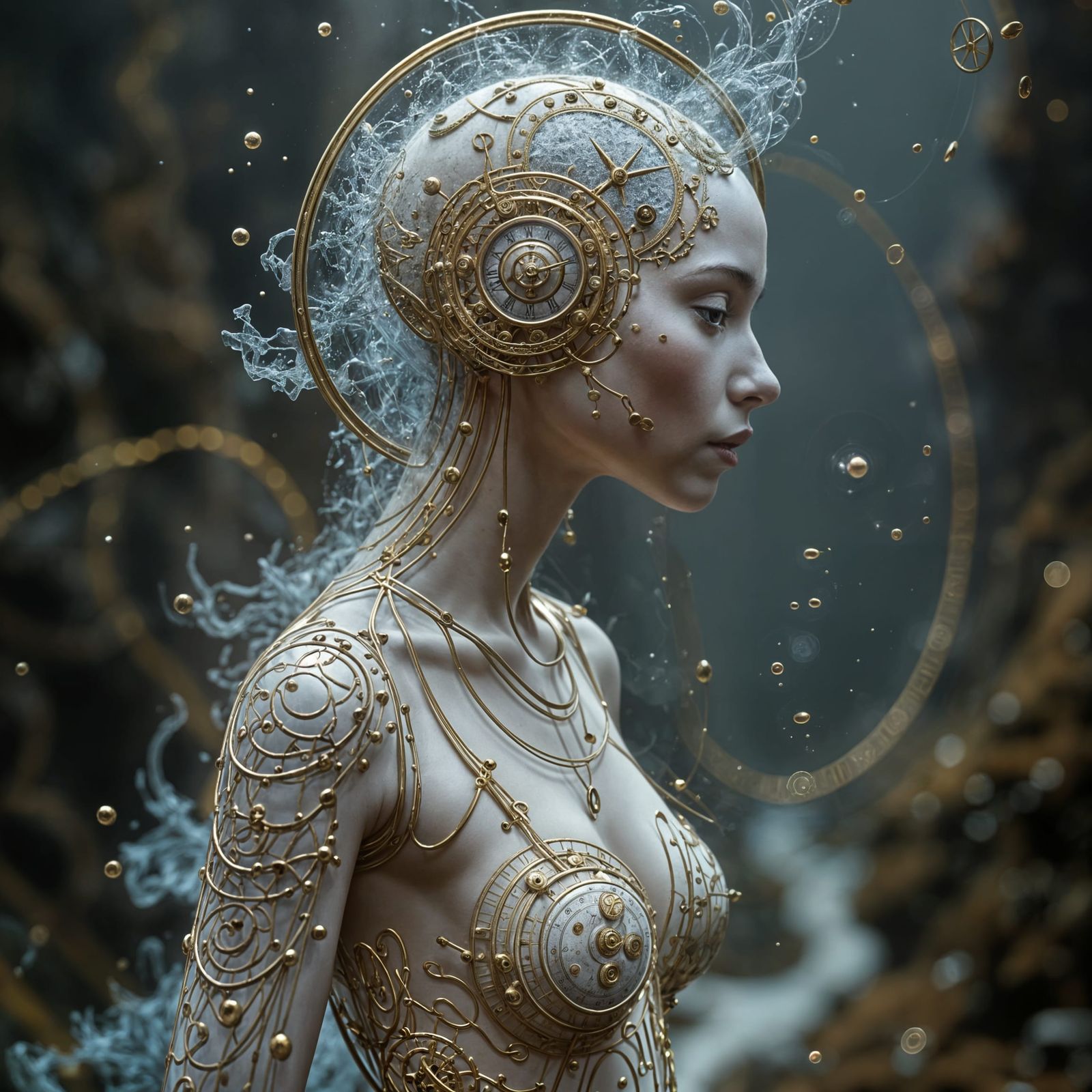 Ethereal Timekeeper in Antique Clockwork