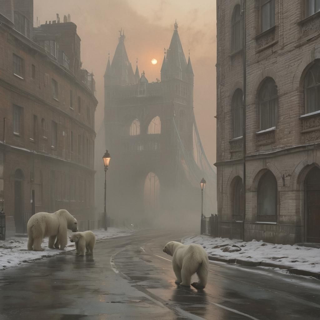 Surreal London Cityscape in a Post-Apocalyptic Winter Wonder...