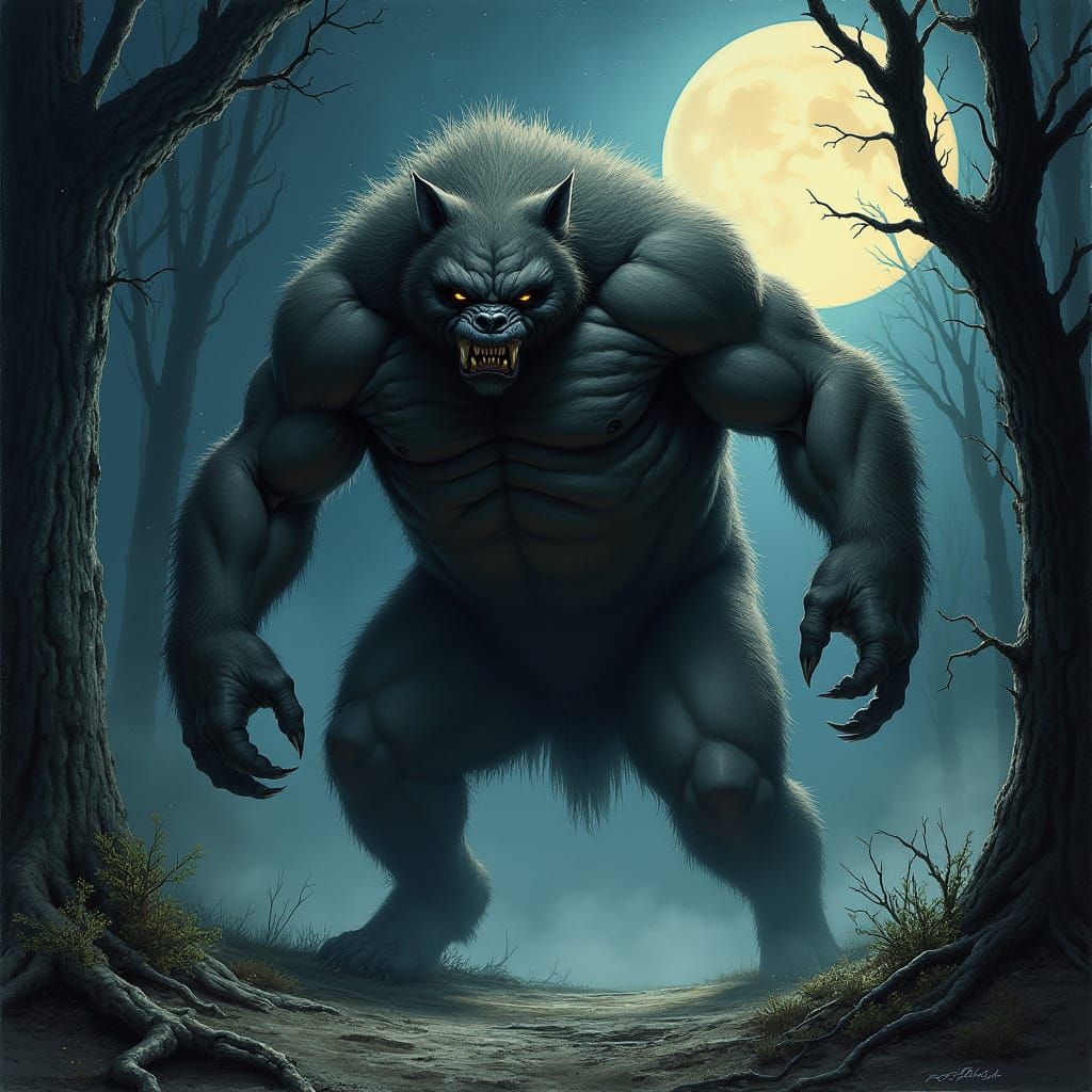 Mystical Werewolf in Dark Fantasy Style
