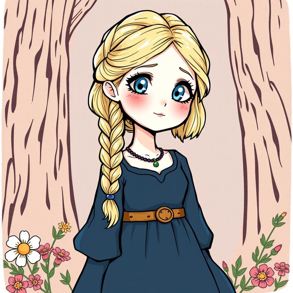 Norse Goddess of Abundance in Whimsical Retro Comic Art