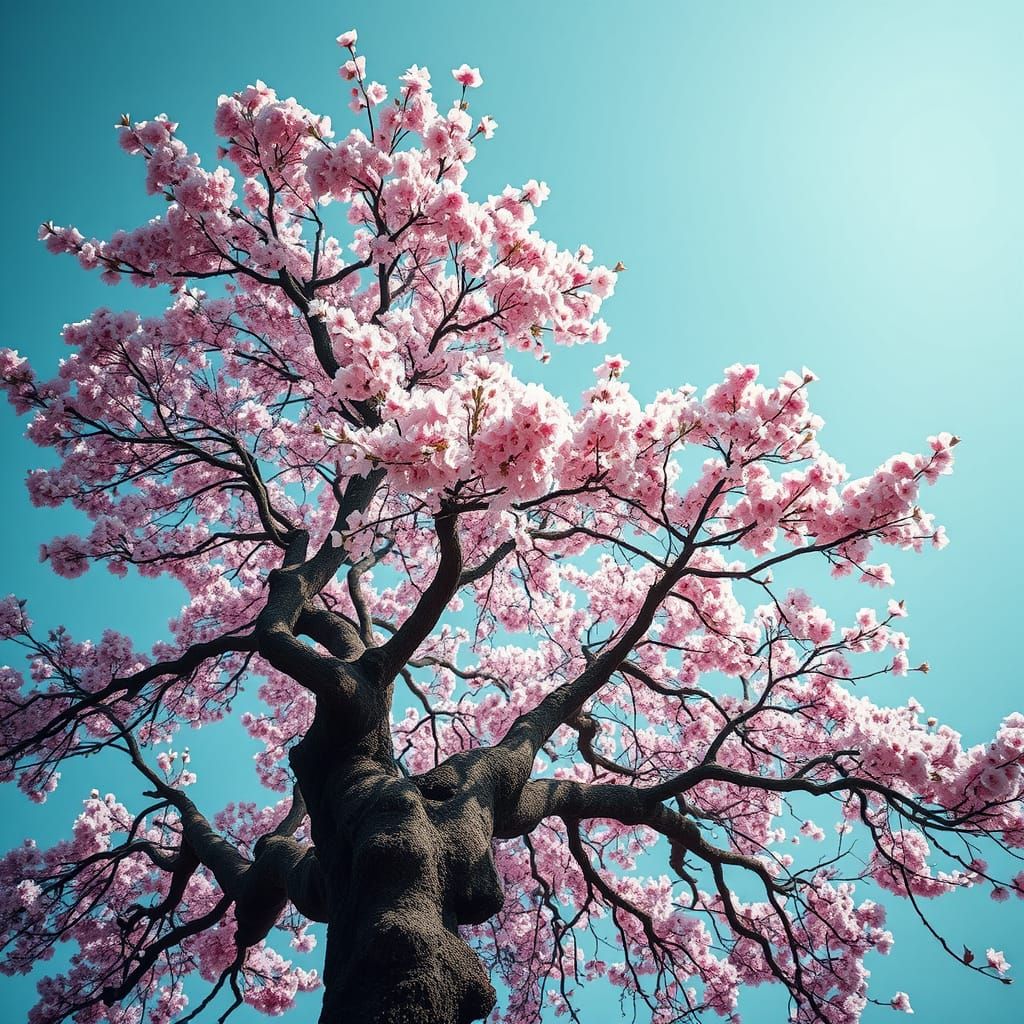 Surreal Sakura Tree in Hyperrealistic HDR