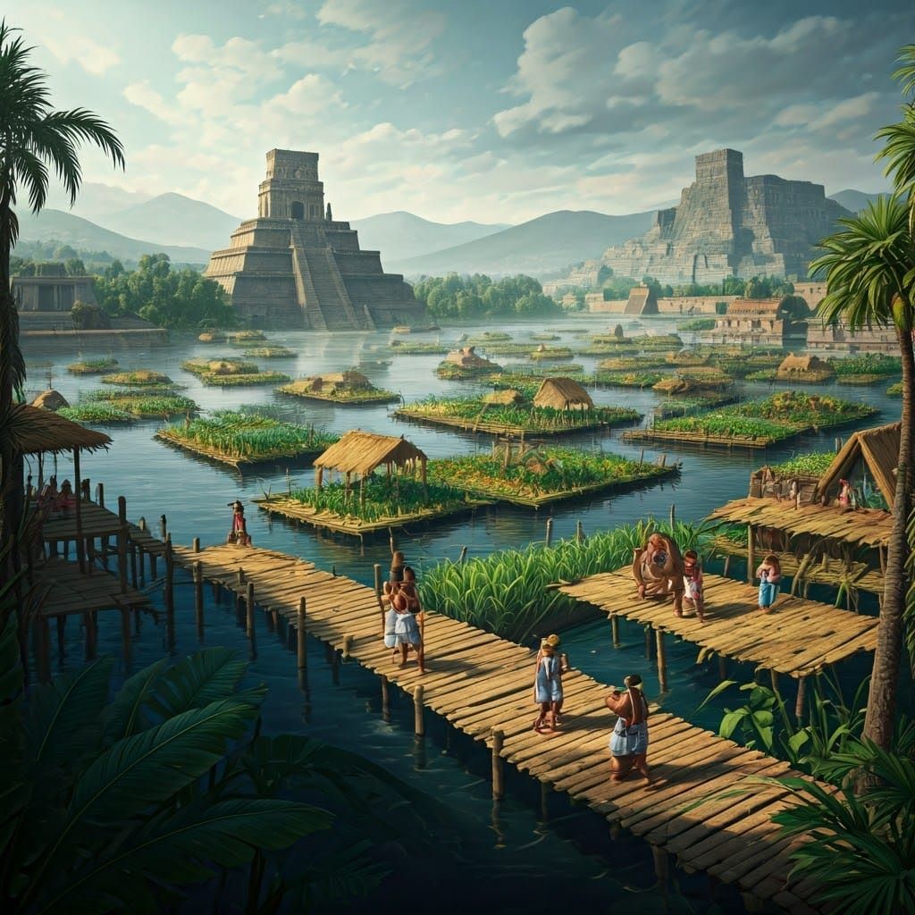 Aztec Chinampas: Floating Gardens of Tenochtitlán