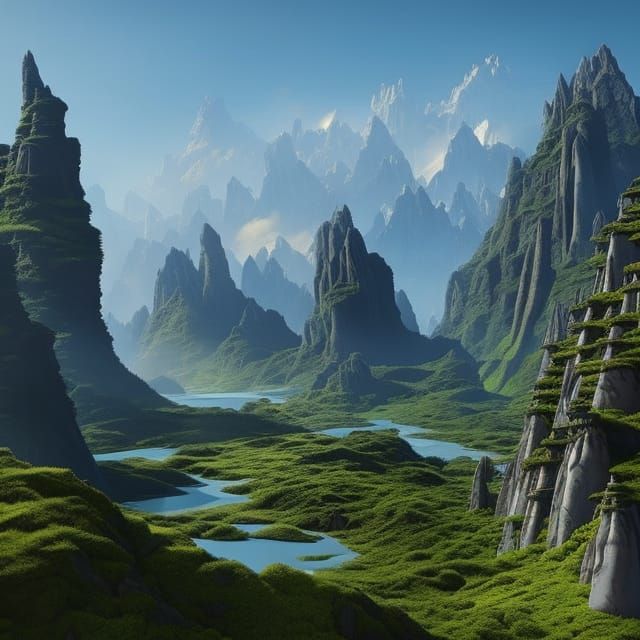 Hyper-Detailed Shangri-La Landscape by Rutkowski