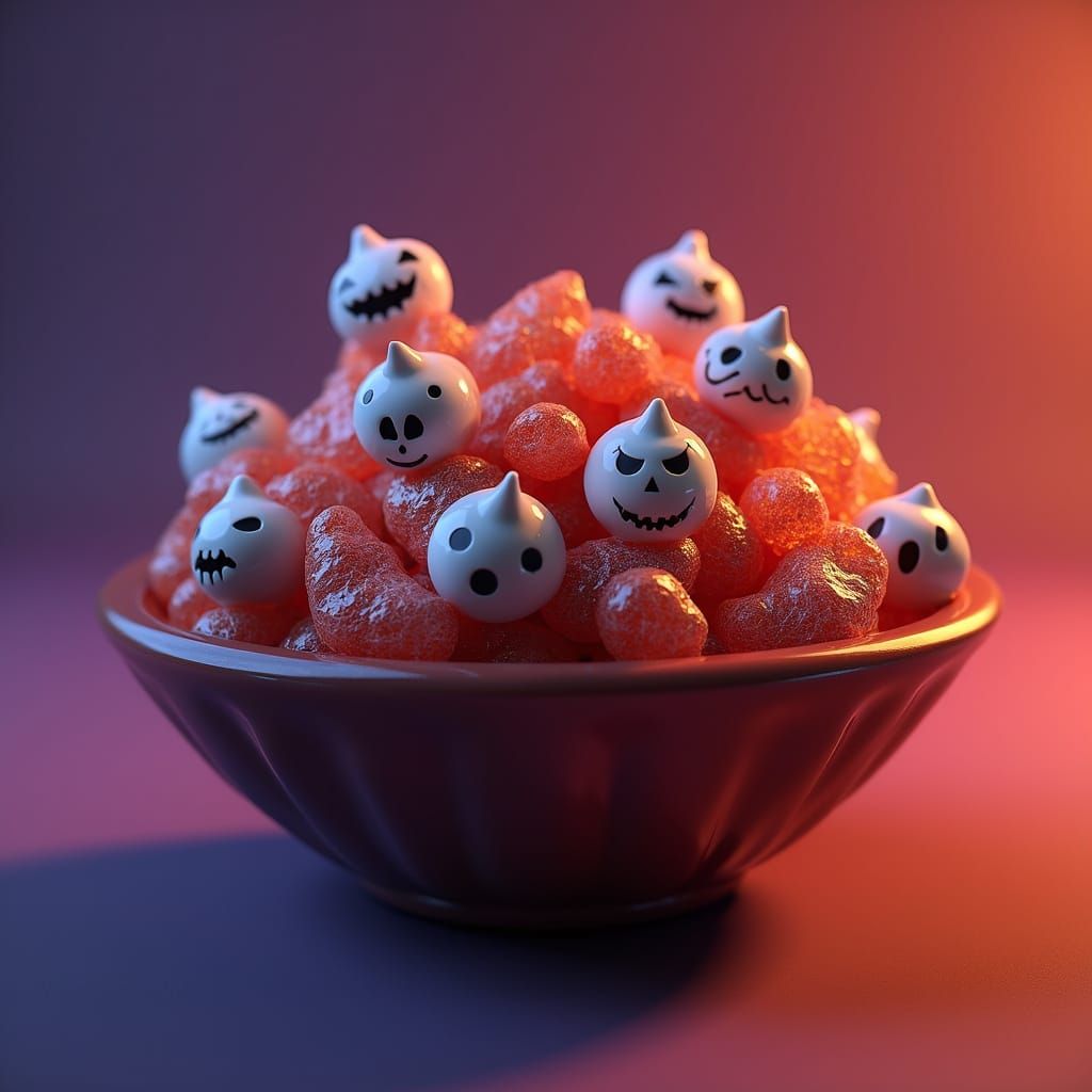 Haunted Halloween Candy Bowl in Pixar Style