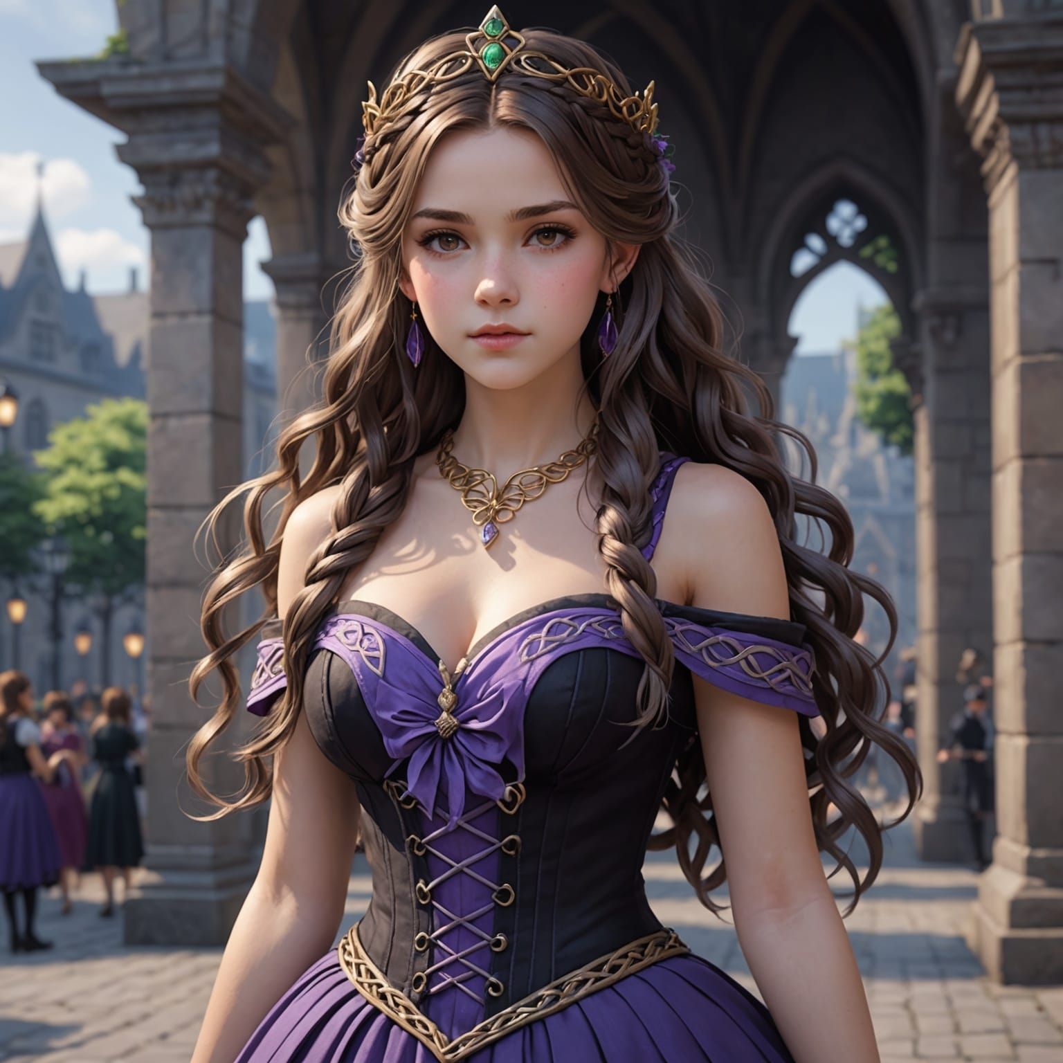 Anime Fairy Girl with Celtic Braid Crown