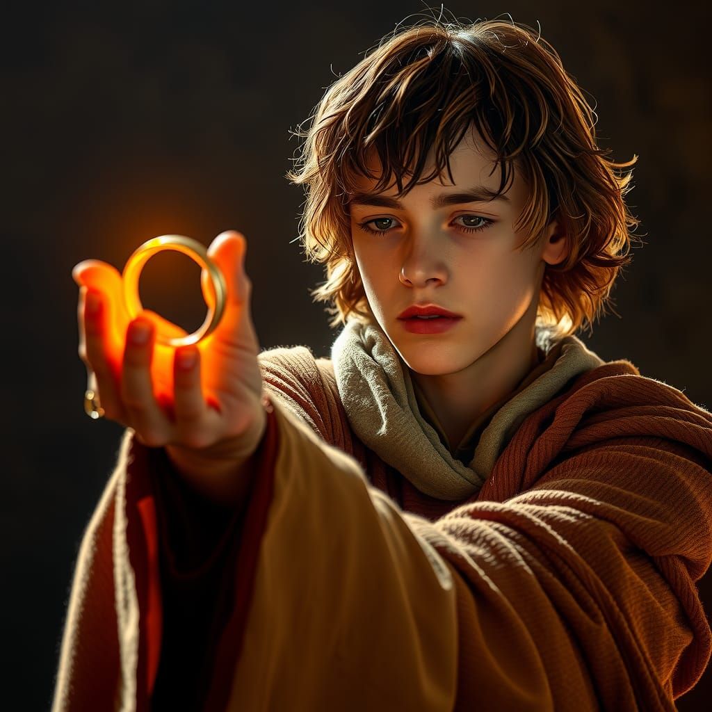 Frodo Holding The One Ring: A Surreal Vision