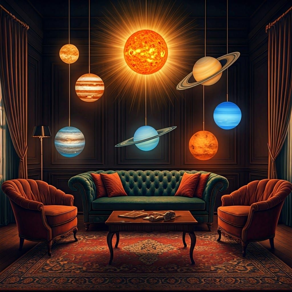 Solar System Lamps Light Eclectic Living Room