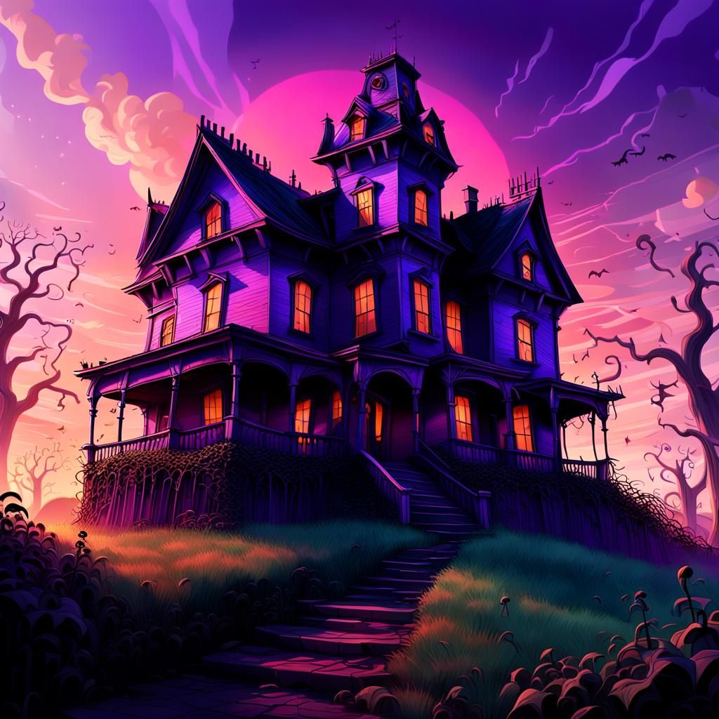 Spooky Haunted House in Disney Pixar Style