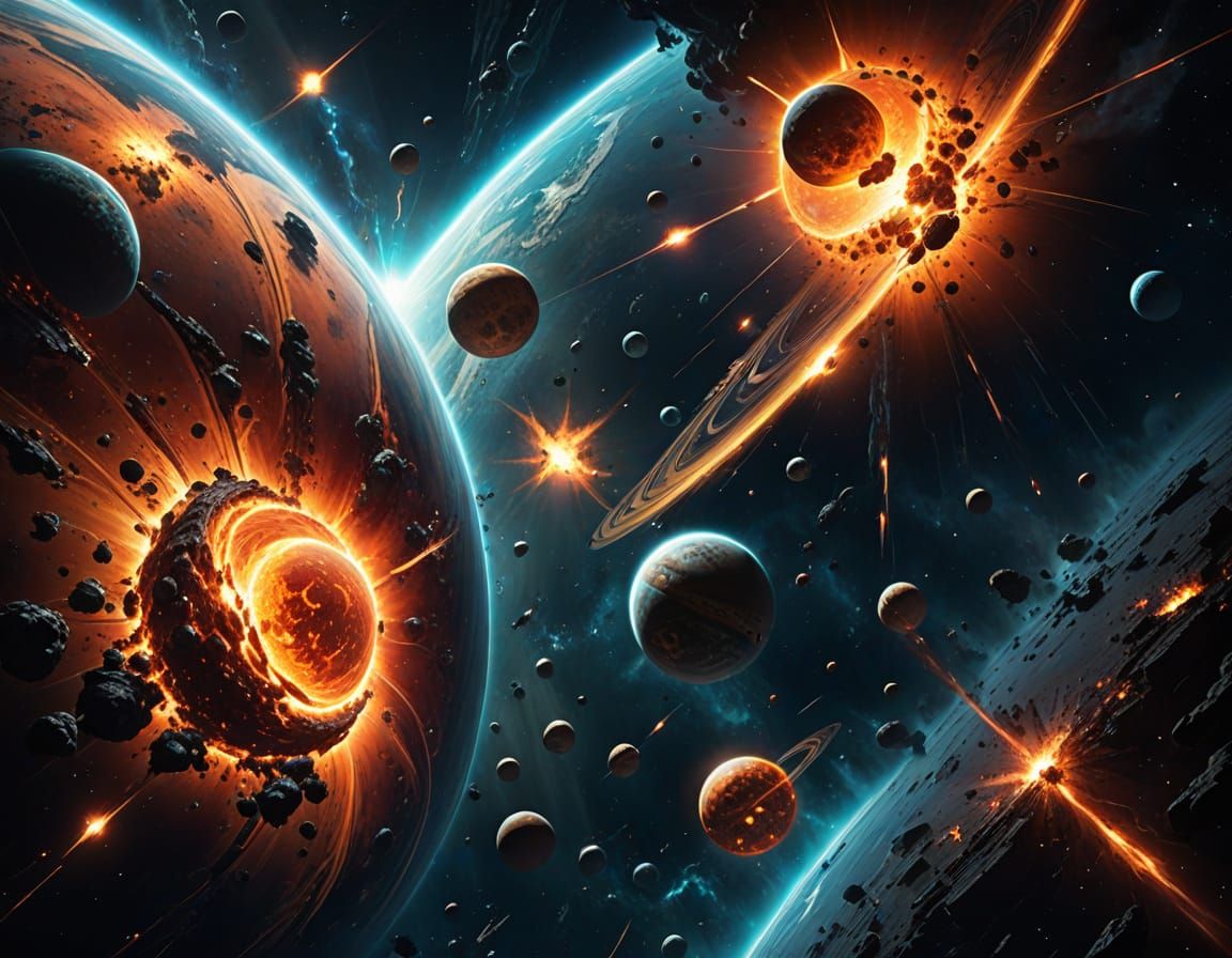 Violent Planetary Collision in Deep Space