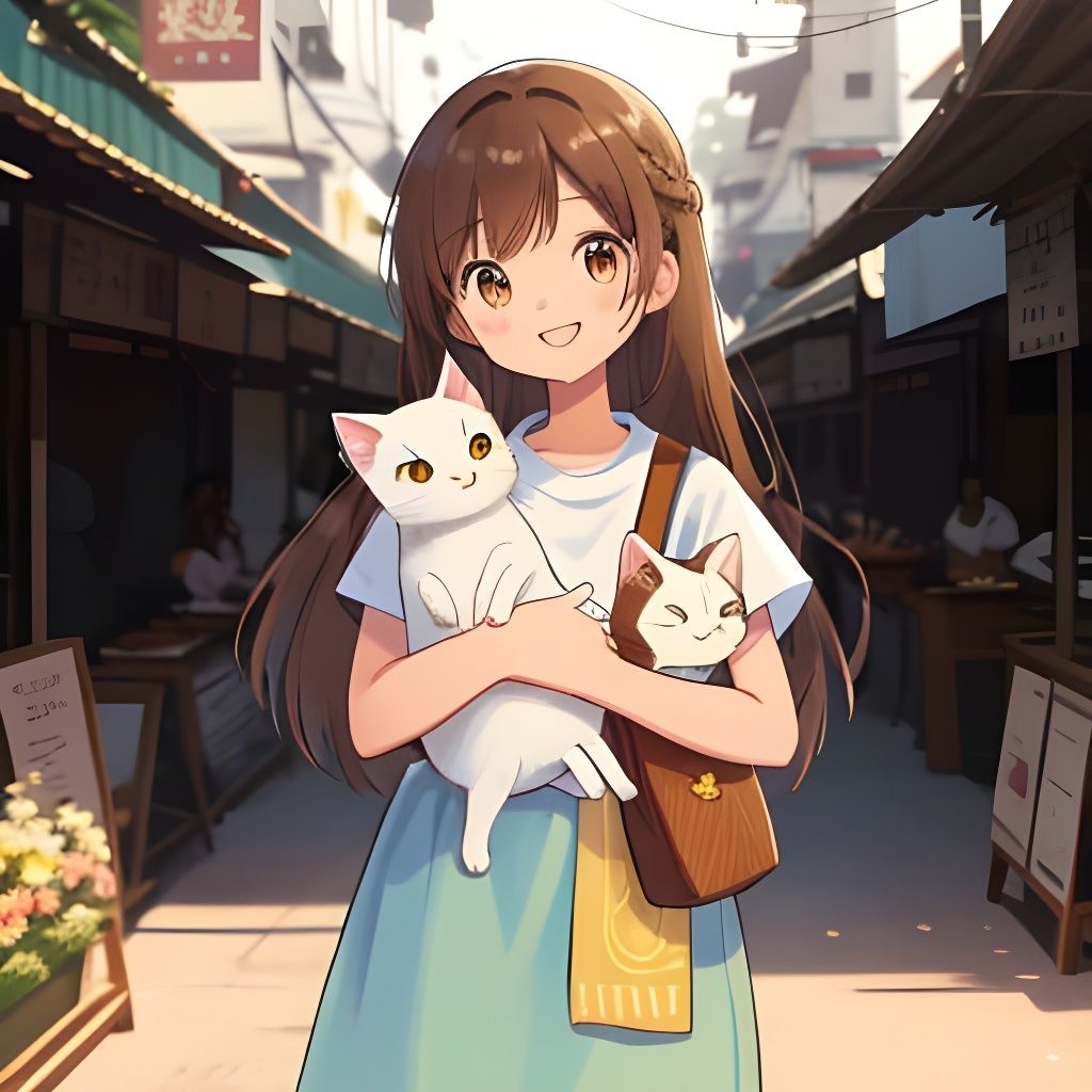 A Young Thai Woman Smiles in Vibrant Market Streets