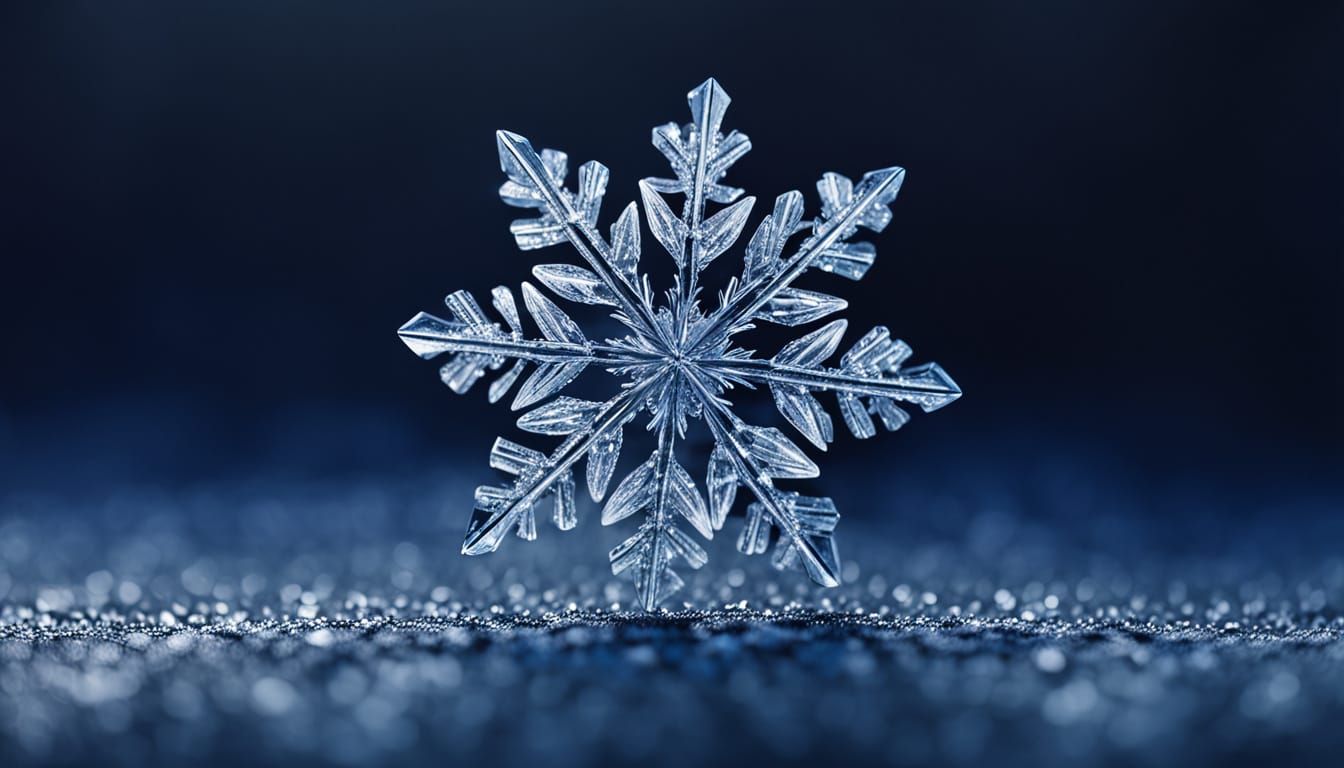 Crystal Glass Snow Flake Close-Up in Hyperrealistic Fantasy