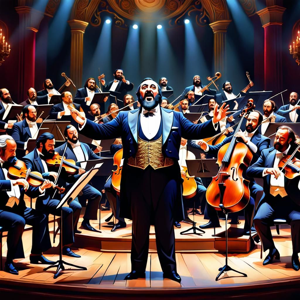 Pavarotti Opera Concert in Hyperrealistic Splash Art