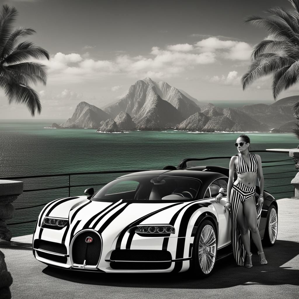 Jennifer Lopez in Striped Bikini by Green Bugatti