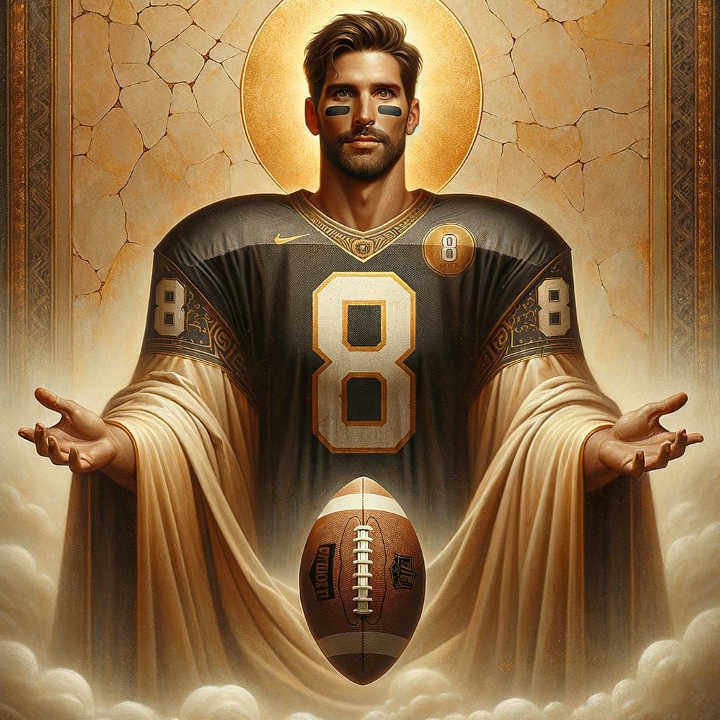 Football Savior in Fresco-Style Illustration