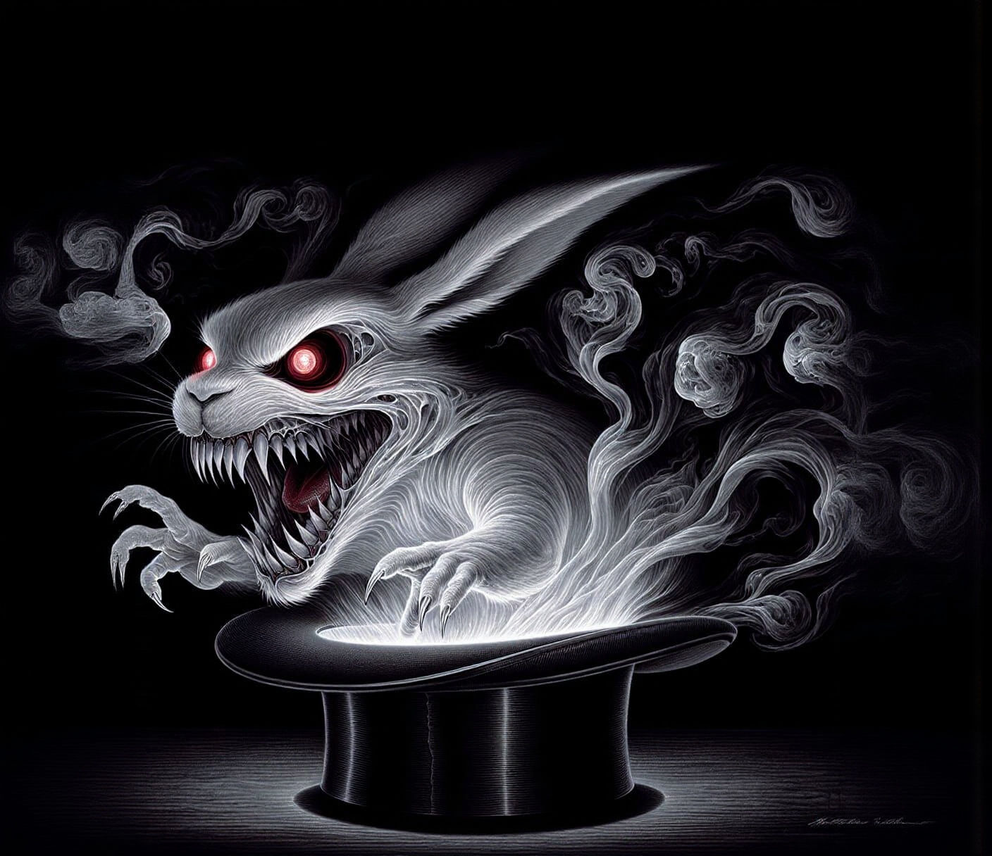 Eerie Spectral Rabbit Emerging from Top Hat