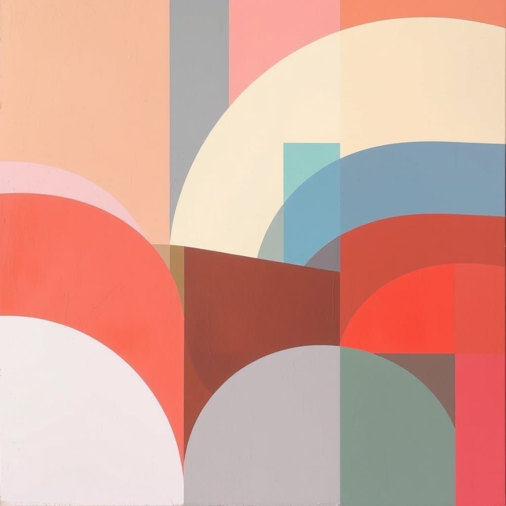 Modern Geometric Oil Painting with Neon Accents