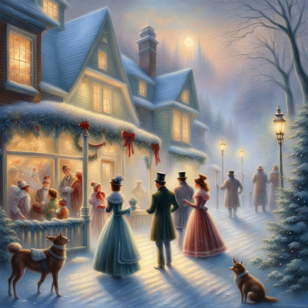 Vintage Christmas Scene in Ethereal Fantasy Style