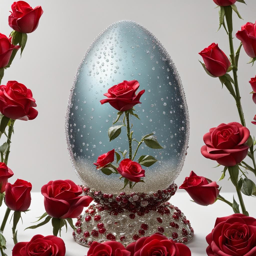 Crystal Easter Egg with Dew-Kissed Roses