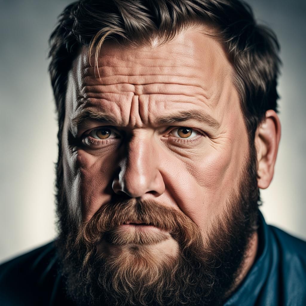 Realistic Portrait of Overweight Bearded German Man