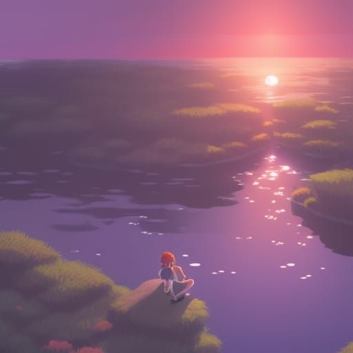 Anime Style Crying Portrait in Deep Color