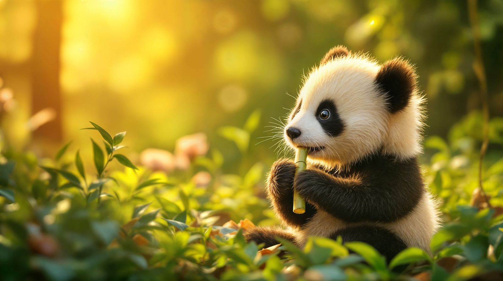 Serene Panda in Golden Forest Glade