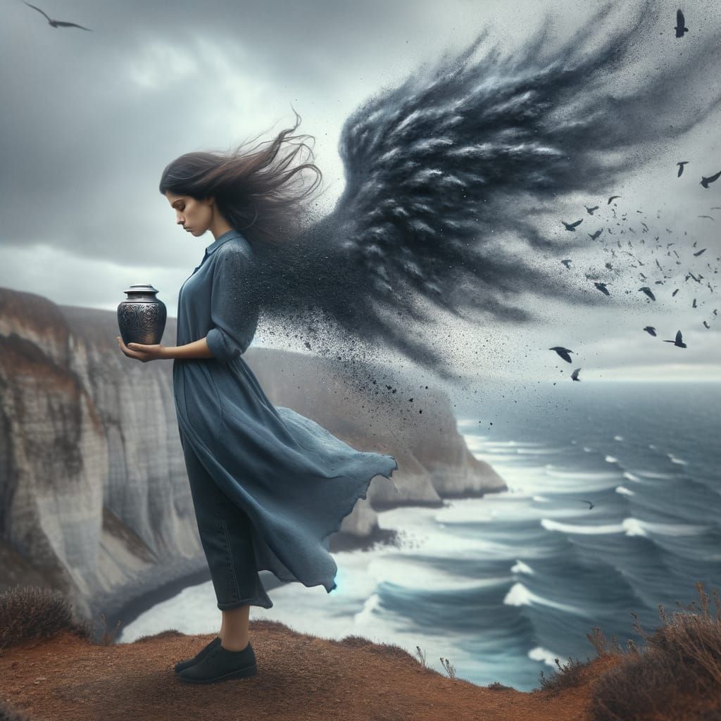 Angel Ascending: Ashes Scattered on Windy Cliff
