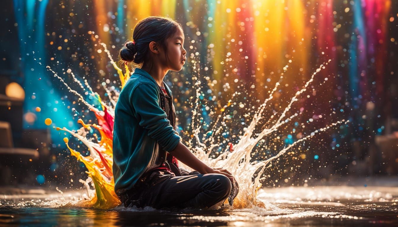 Emotional Portrait in Hyperrealistic Splash Art