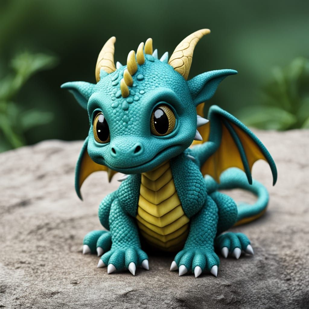 Cute Baby Dragon in a Whimsical Landscape