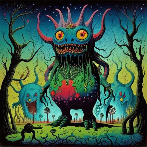 Surreal Horror Monster in Swamp: A Surrealist Vision