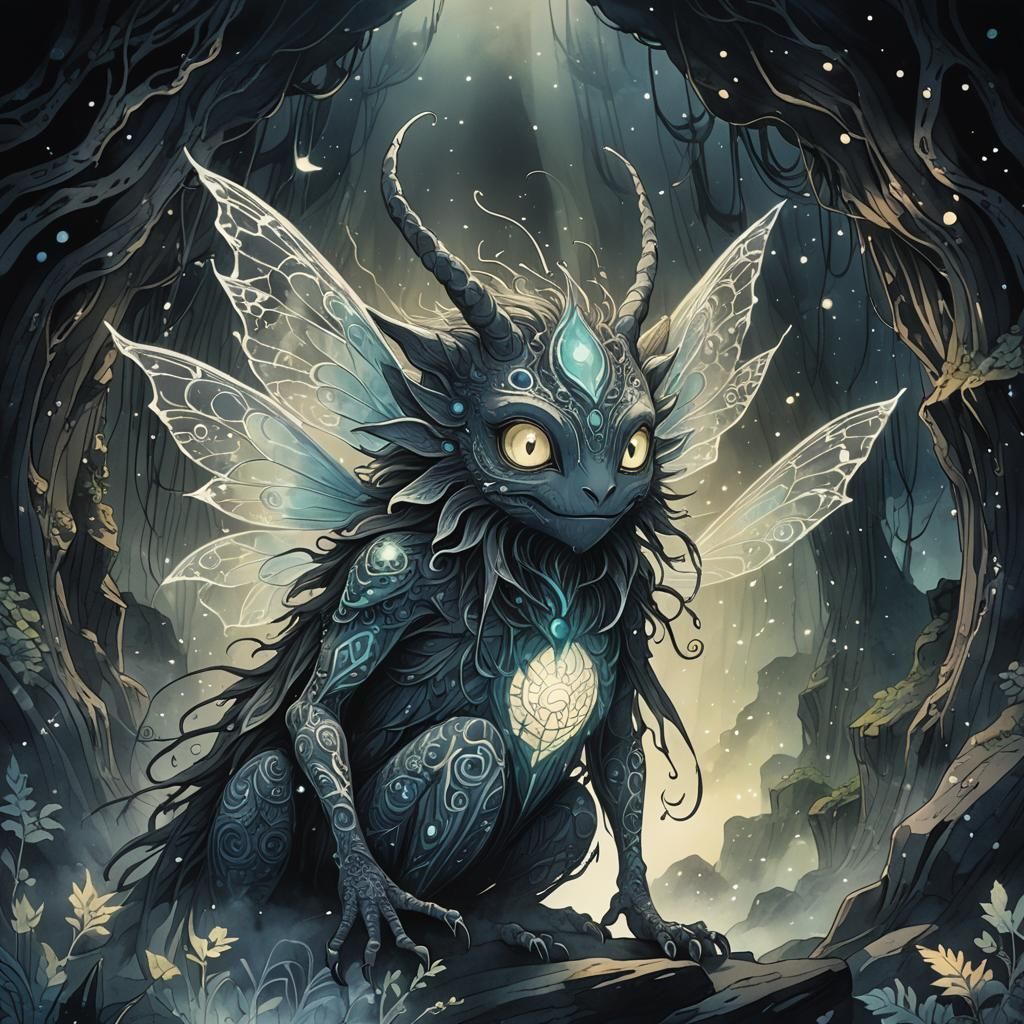 Fairy Monster in Glowing Cave: Studio Ghibli Anime