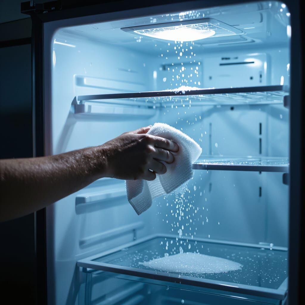 Cinematic Fridge Cleaning Scene