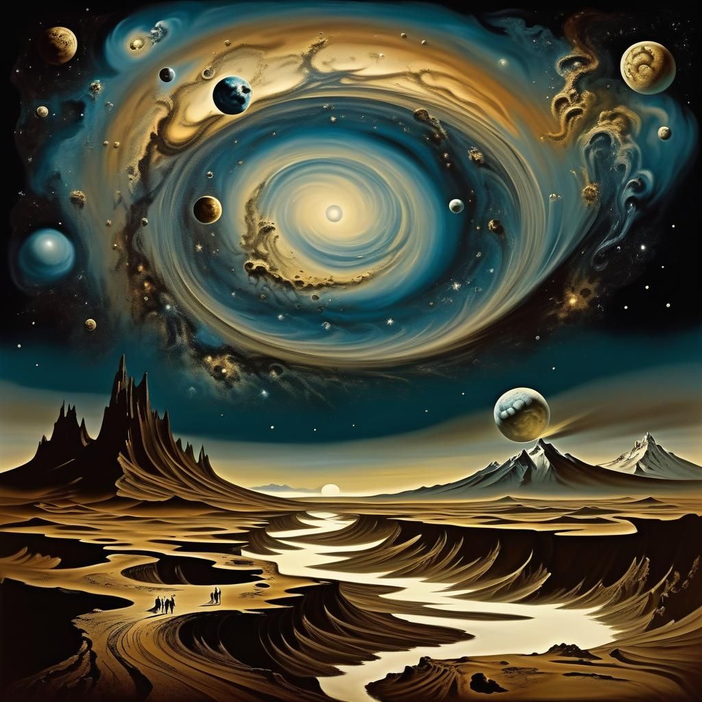 Sepia Fantasy Cosmic Nebula Art Illusion