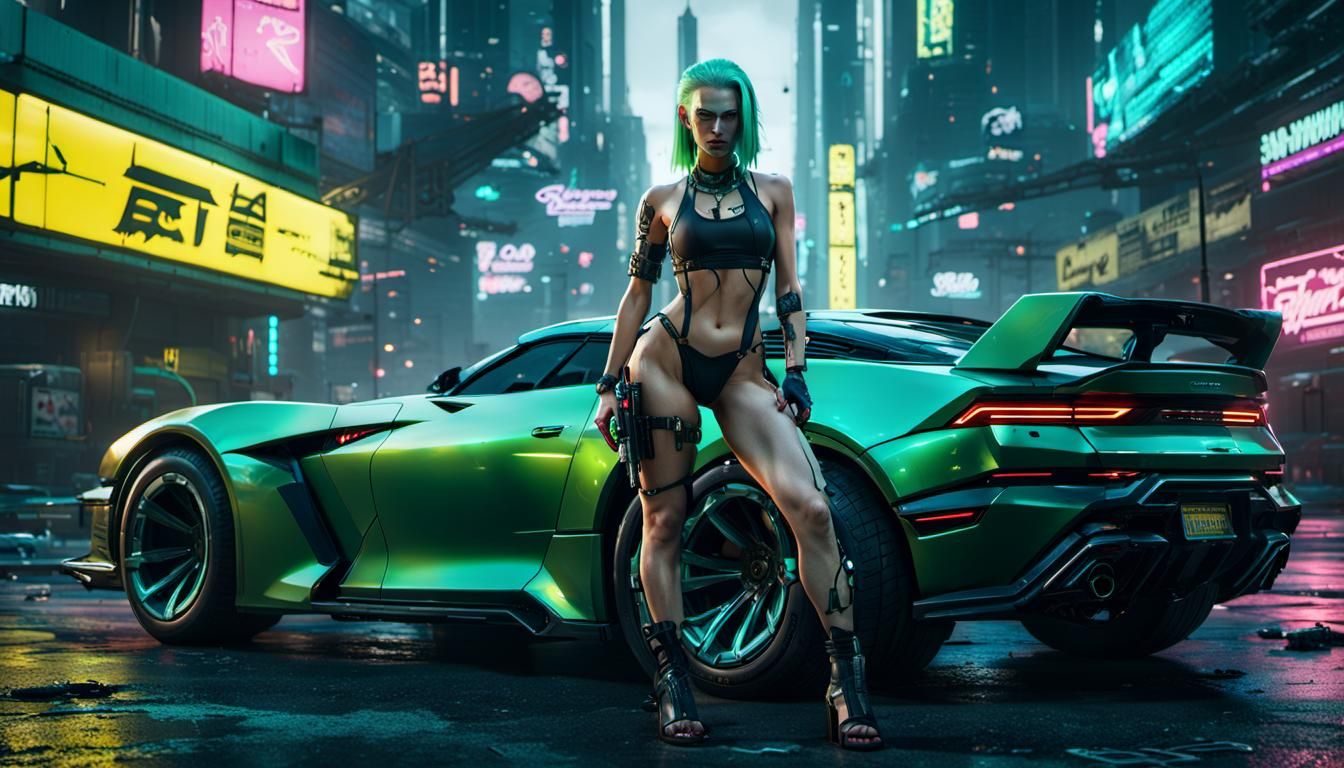 Rebecca from Cyberpunk 2077 in Cyberpunk Aesthetic