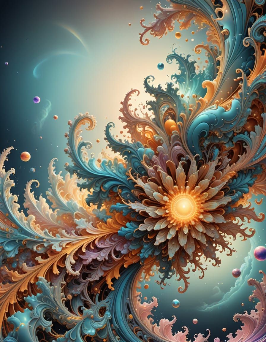 Ethereal Clouds in Divine Light, 8K Abstract Vector Fractal...