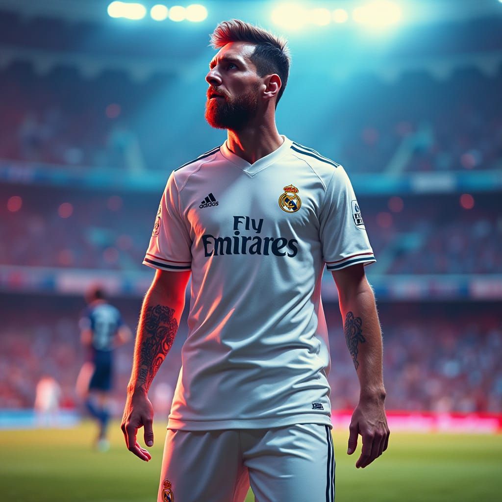 Messi in Real Madrid Jersey, Digital Art