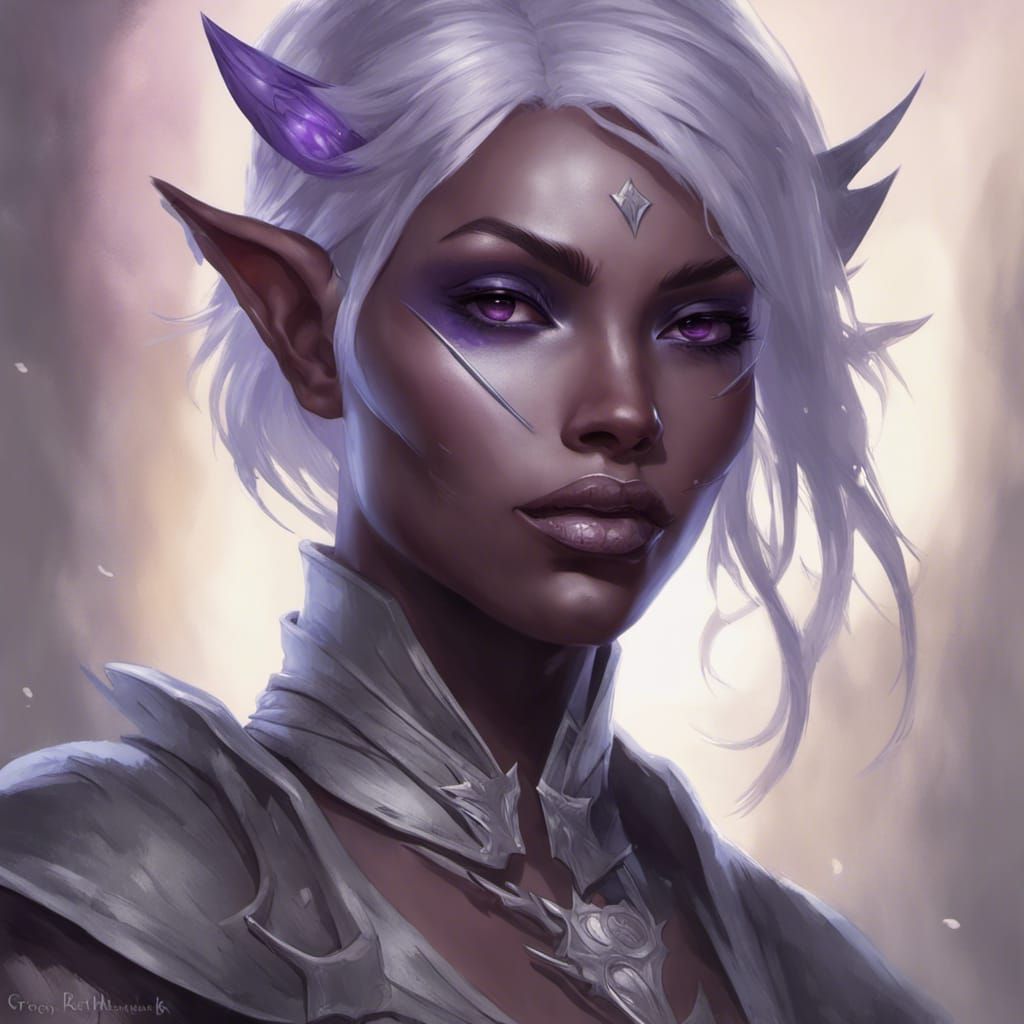Drow Ranger Portrait in Hyperdetailed Style