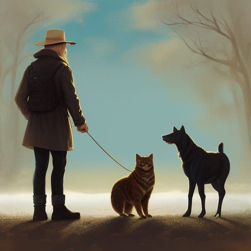 Human and Pet Companion Illustration
