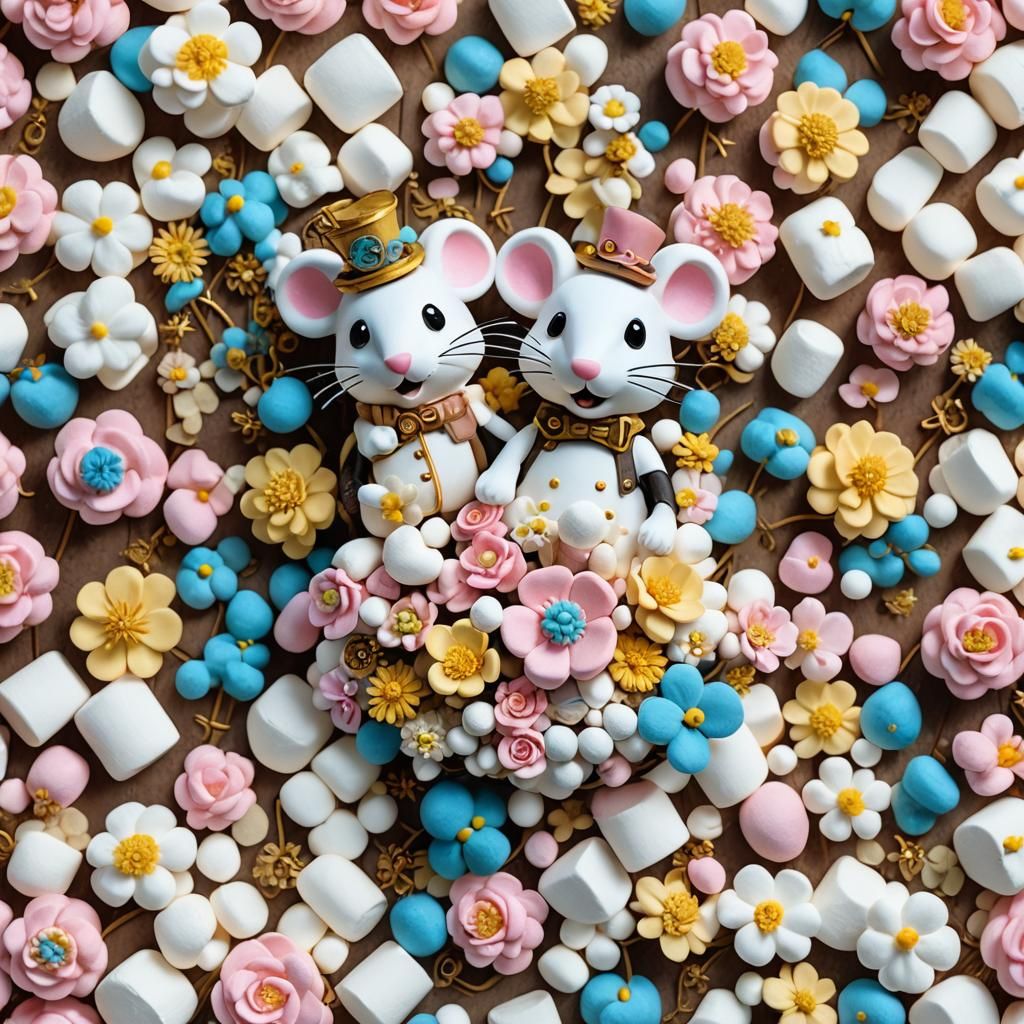 Steampunk Marshmallow Garden with Mouse