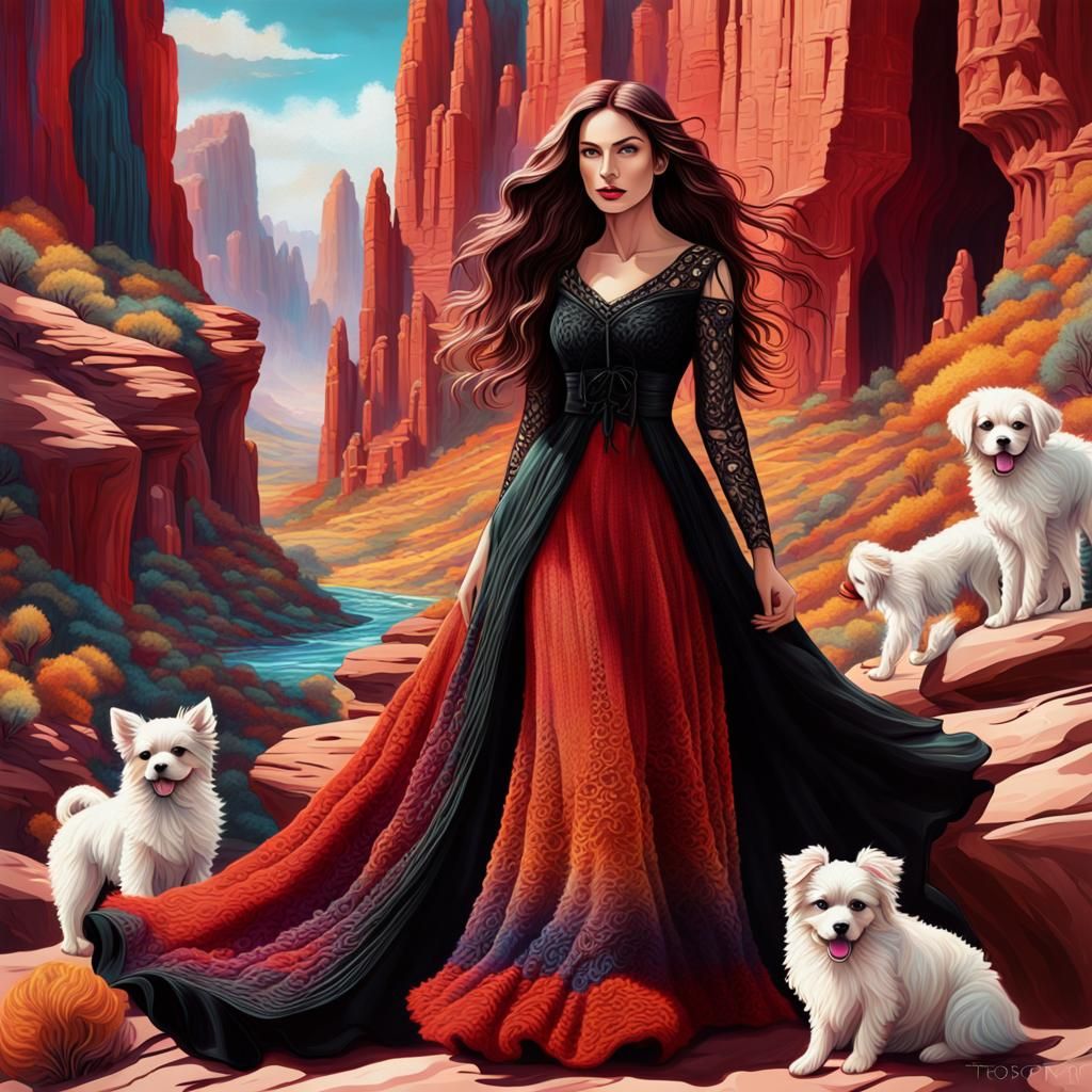 A vibrant and whimsical Vibrant red rock formations