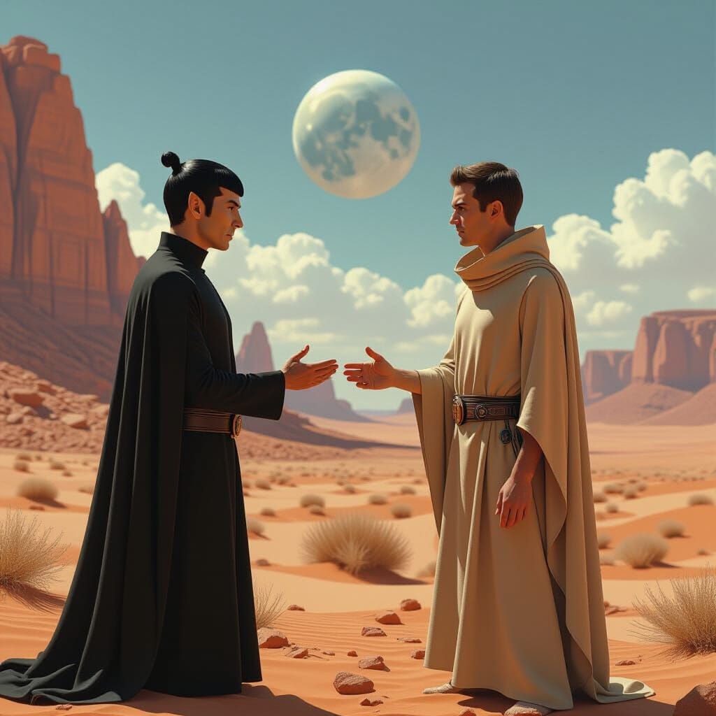 Spock Meets Paul Atreides in Desert Landscape