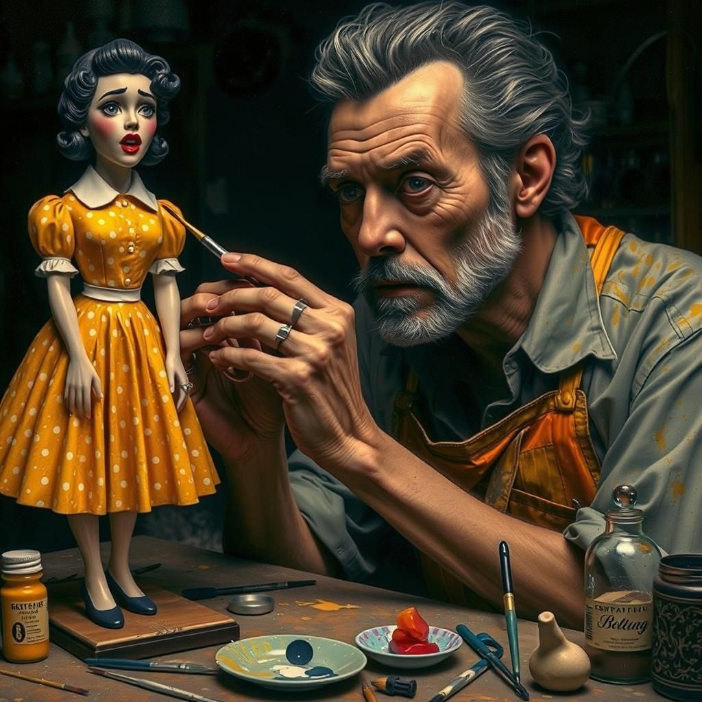 Bettie Page Figurine Painted in Hyperrealistic Style