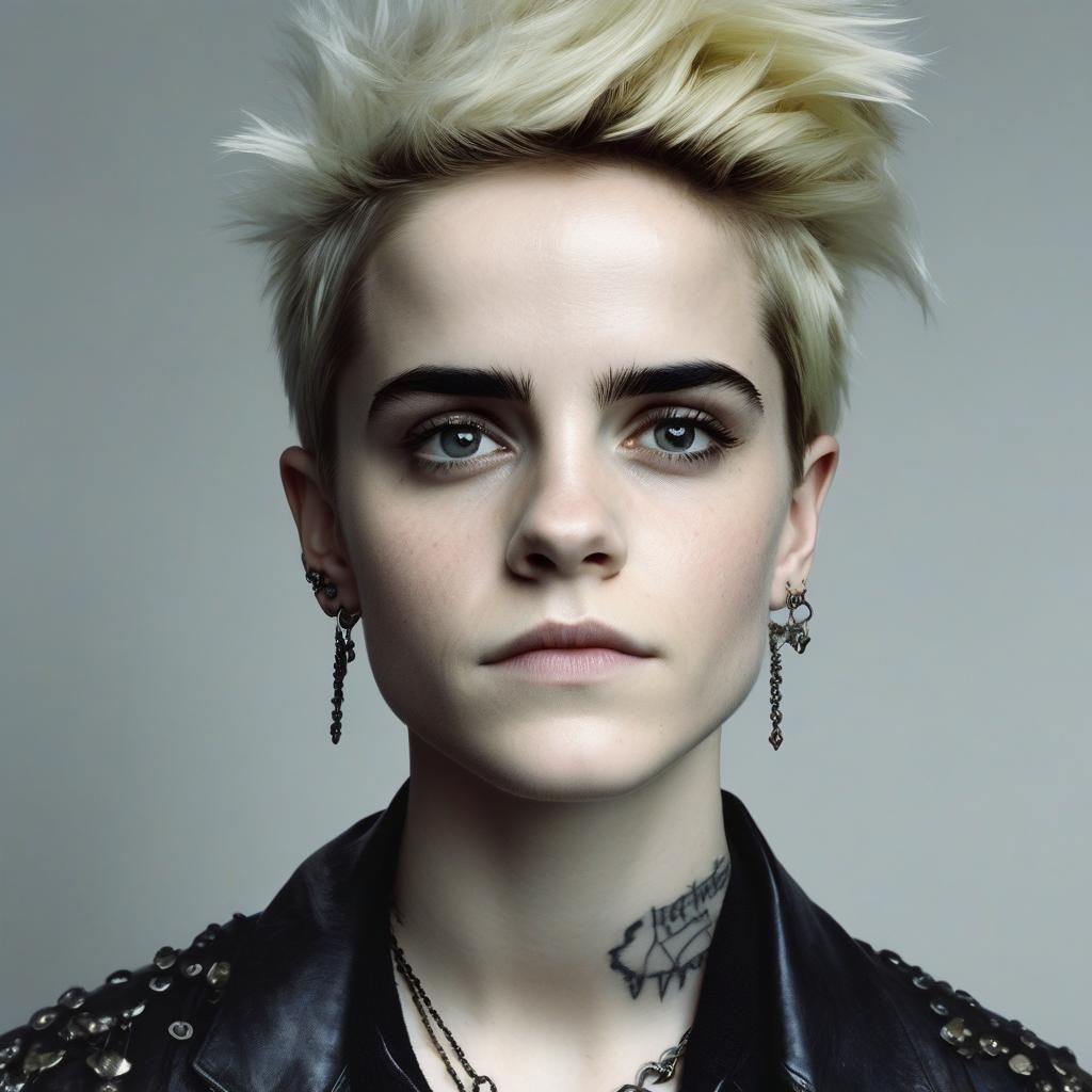 Goth Punk Emma Watson Portrait in Analog Style