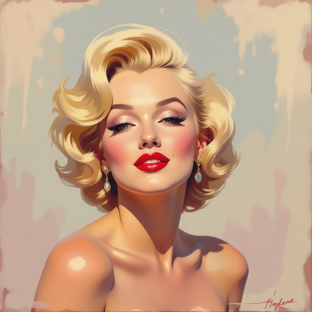 Impressionist Portrait of Marilyn Monroe in Pastel Hues