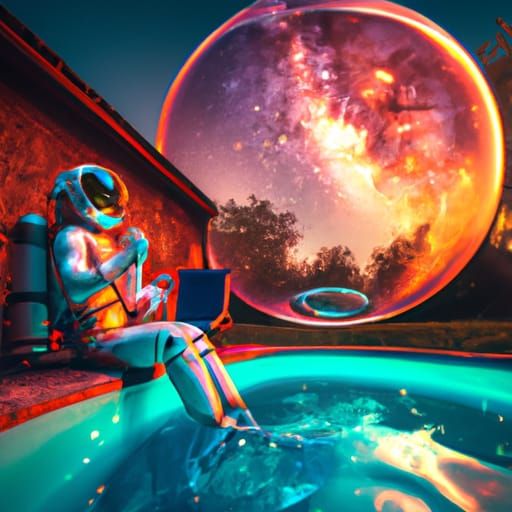 Astronaut and Galaxy in Crystal Ball