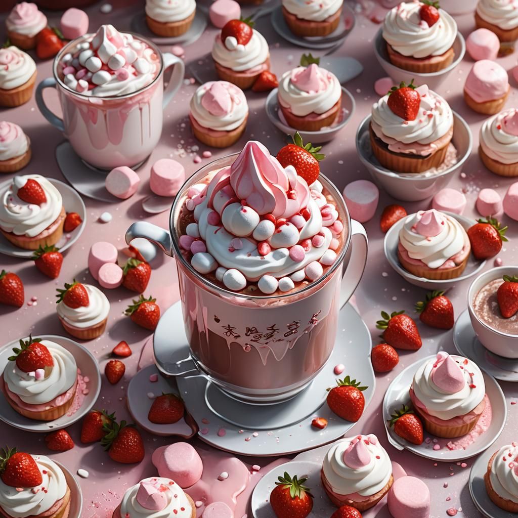 Hot Chocolate with Buttercream in Anime Style