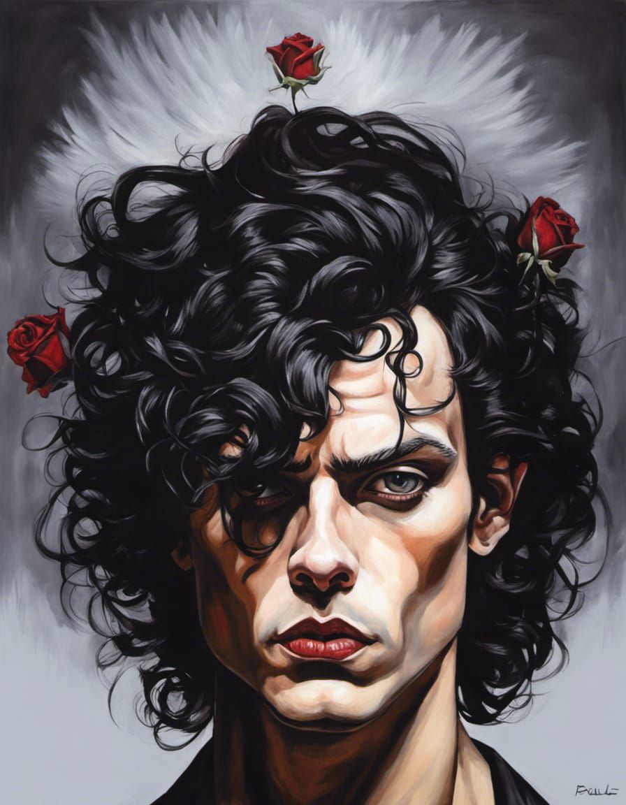 Ville Valo Portrait in Acrylic Painting Style